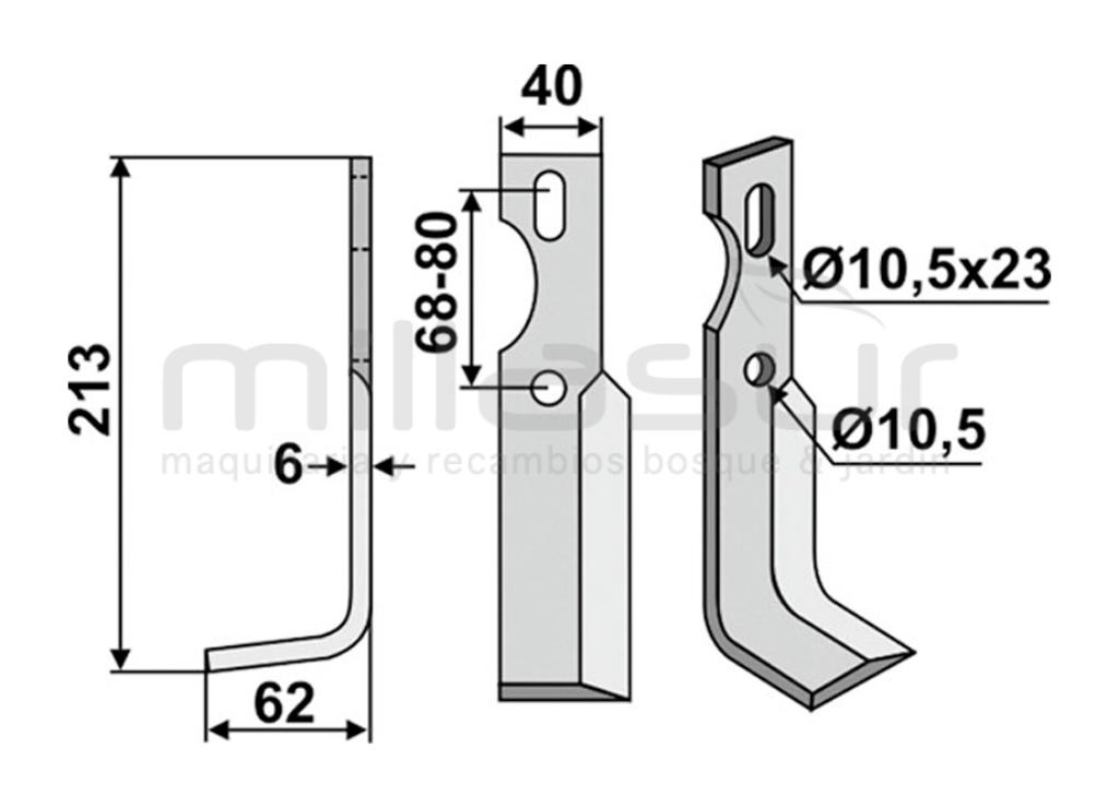 CUCHILLA MOTOAZADA UNIVERSAL 213X62 IZQ - foto 1