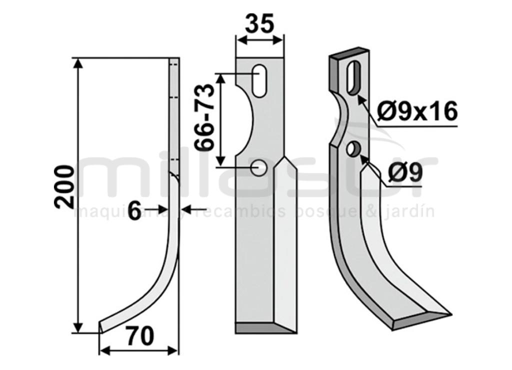 CUCHILLA MOTOAZADA UNIVERSAL 200X70 IZQ - foto 1