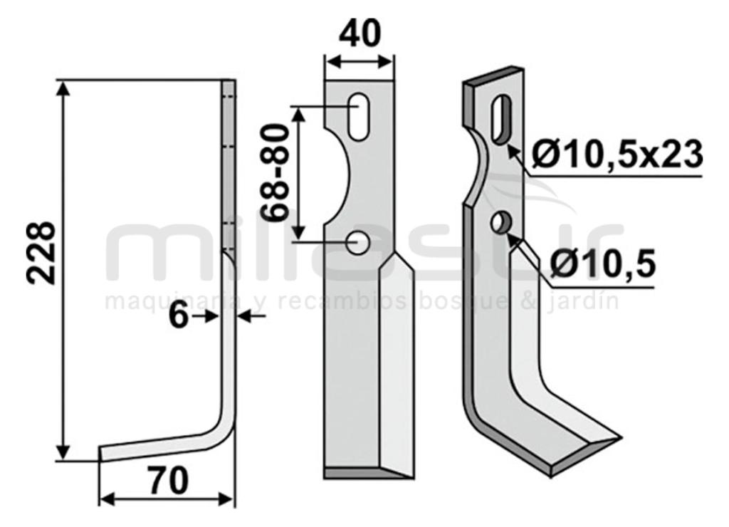 CUCHILLA MOTOAZADA UNIVERSAL 228X70 IZQ - foto 1