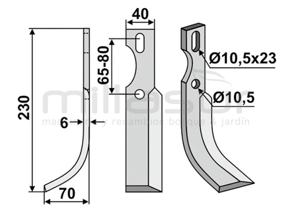 CUCHILLA MOTOAZADA UNIVERSAL 230X70 IZQ - foto 1