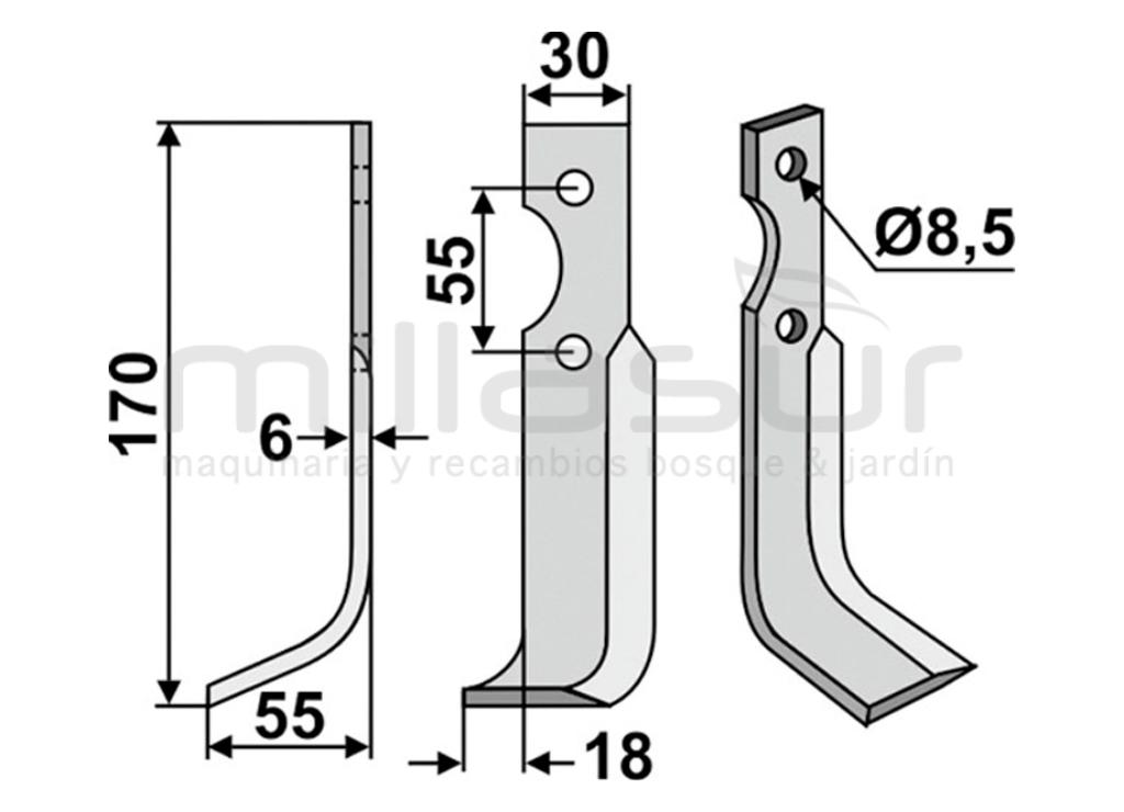 CUCHILLA MOTOAZADA 170x55 IZQ - BCS - foto 1