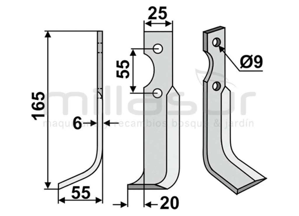 CUCHILLA MOTOAZADA 165x55 IZQ - GRILLO - AGRIA - ISEKI - foto 1