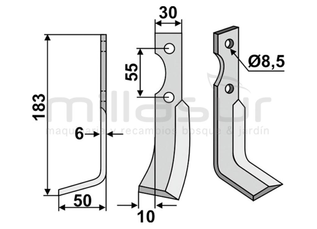 CUCHILLA MOTOAZADA 183x6x30 DERCH - CARRARO ANTONIO - foto 1