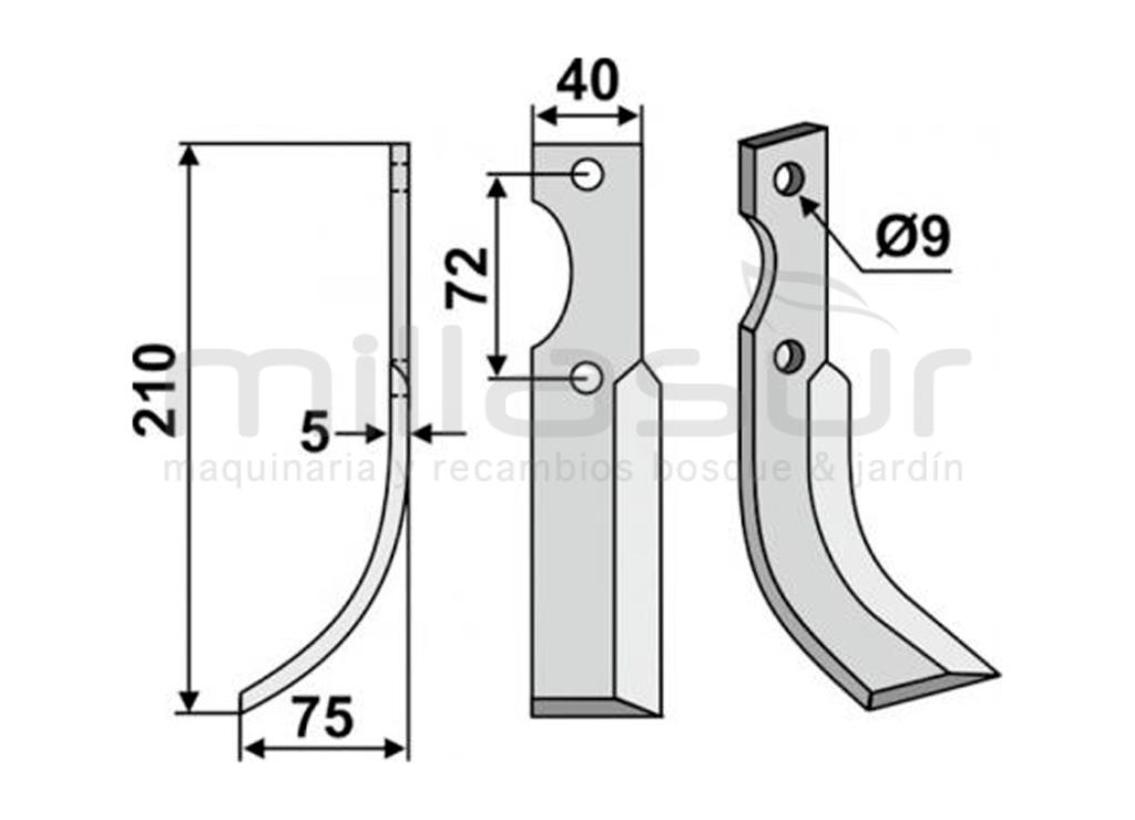 CUCHILLA MOTOAZADA 210x5x40 DERCH - HAKO  - foto 1
