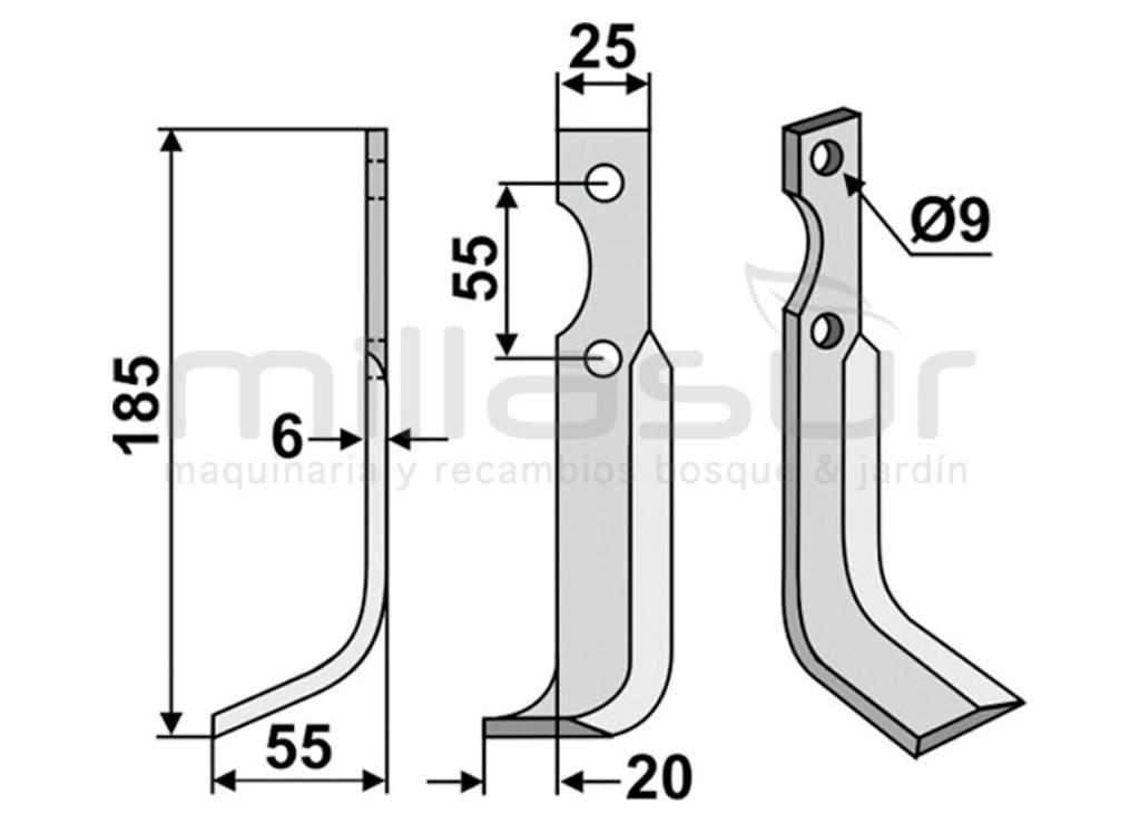 CUCHILLA MOTOAZADA 185x6x25 DERCH - B.C.S. - foto 1