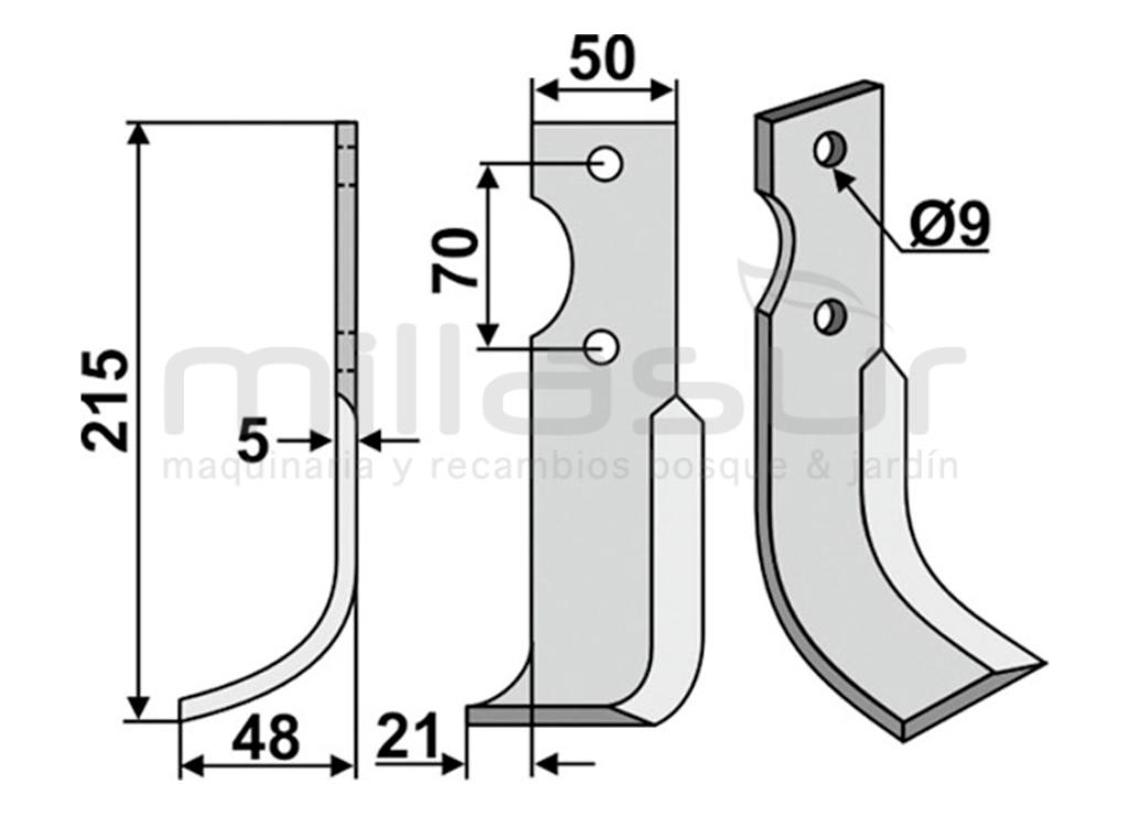 CUCHILLA MOTOAZADA  AGRIA 215X48X5 DERCH - foto 1