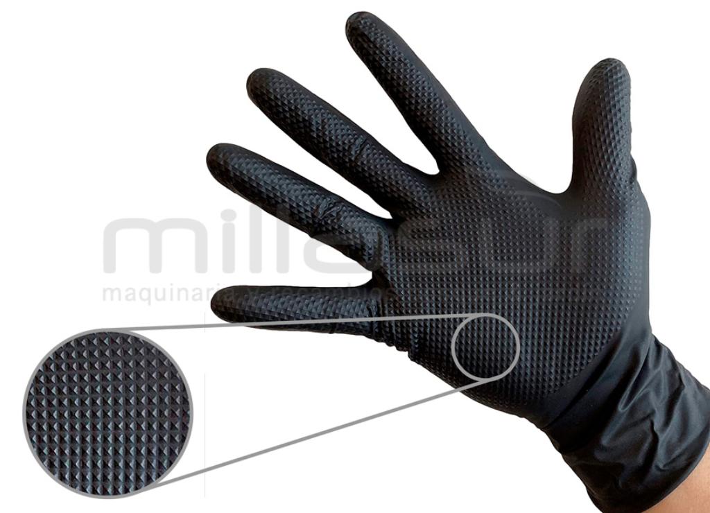 CAJA DE 50 GUANTES TALLER NITRILO NEGRO - TACTO RUGOSO - TALLA L - foto 2