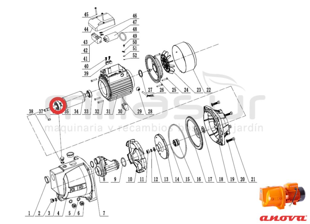 RODAMIENTO EJE ROTOR LADO BOMBA 6302-2Z BE1100 (35) - foto 1