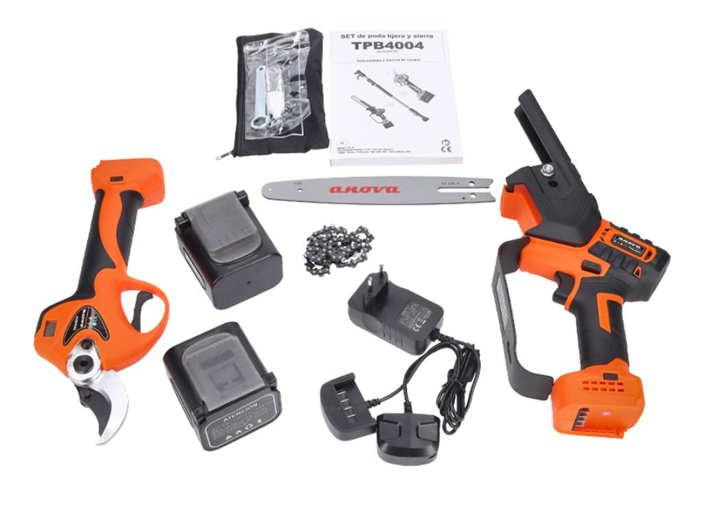 Set de poda ANOVA TPB4004: TIJERA 40MM + SIERRA 8" + PÉRTIGA 1,52,1M 21V ANOVA - foto 4