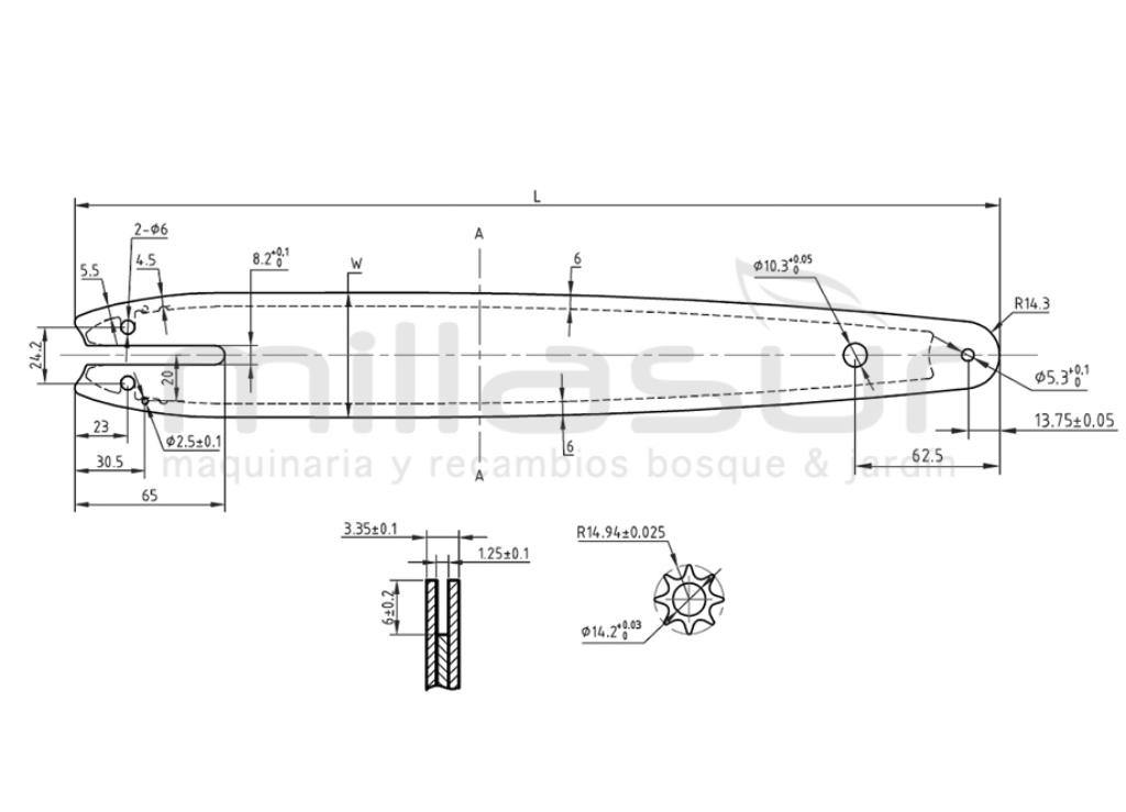 ESPADA ANOVA LAMINADA STIHL 12" - 1/4" - .043 1,1mm - 64E - SW-TE - foto 1