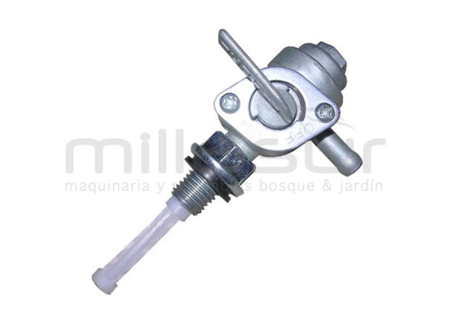 LLAVE DE GASOLINA CON VASO ROSCA MACHO M10 X 1.25 - TUBO 7mm