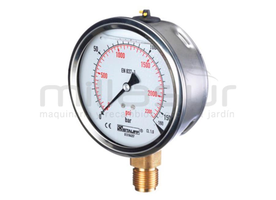 MANOMETRO GLICERINA 100BAR DE PANEL Ø63MM  ROSCADO 1/4