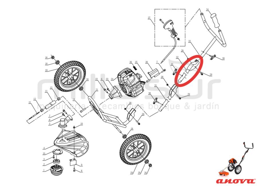 SOPORTE MANILLAR SUPERIOR, CORTO D52R