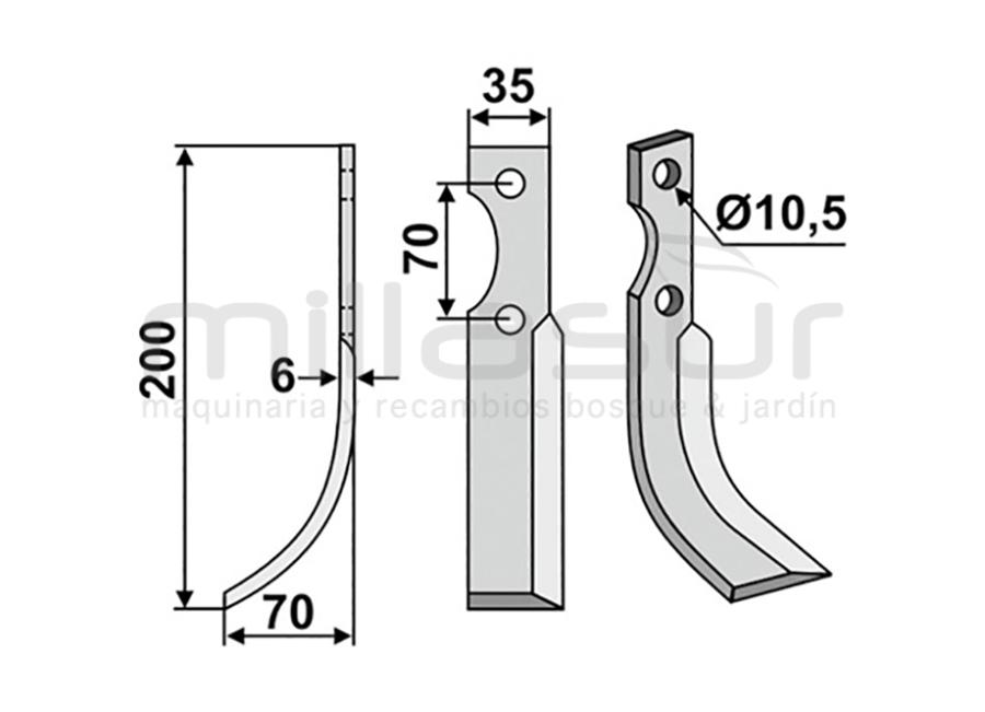 CUCHILLA MOTOAZADA S.E.P. 200x70 DRCH - MC500